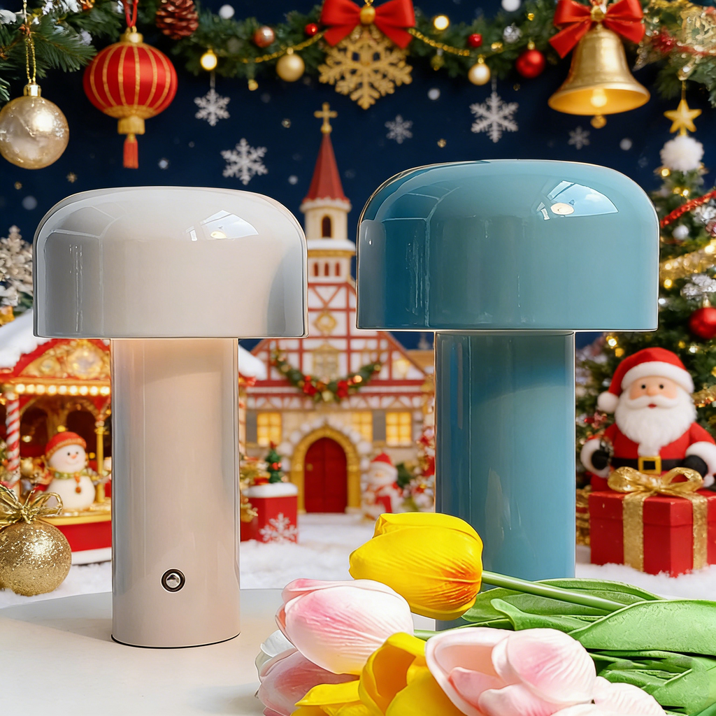 LED Pilz Tischlampe mit Touch-Steuerung – 3-Farben Dimmbare Pilzleuchte – Kabellose Nachttischlampe mit Akku – Stilvolle Pilz-Deko für Schlafzimmer & Wohnzimmer
