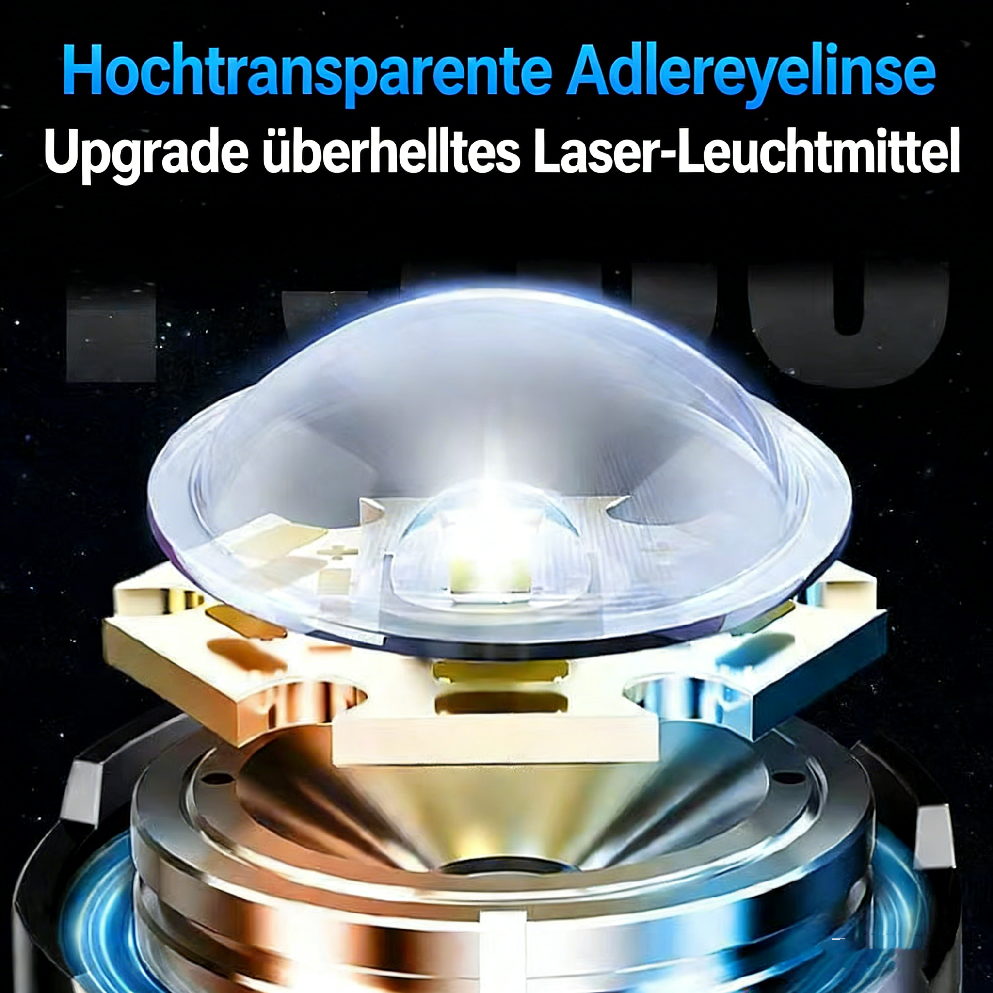 LED Taschenlampe mit Zoom – Starke Handlampe, Wiederaufladbar, Weißer Laserstrahl, Kompakt und Tragbar für Outdoor, Notfälle & Camping