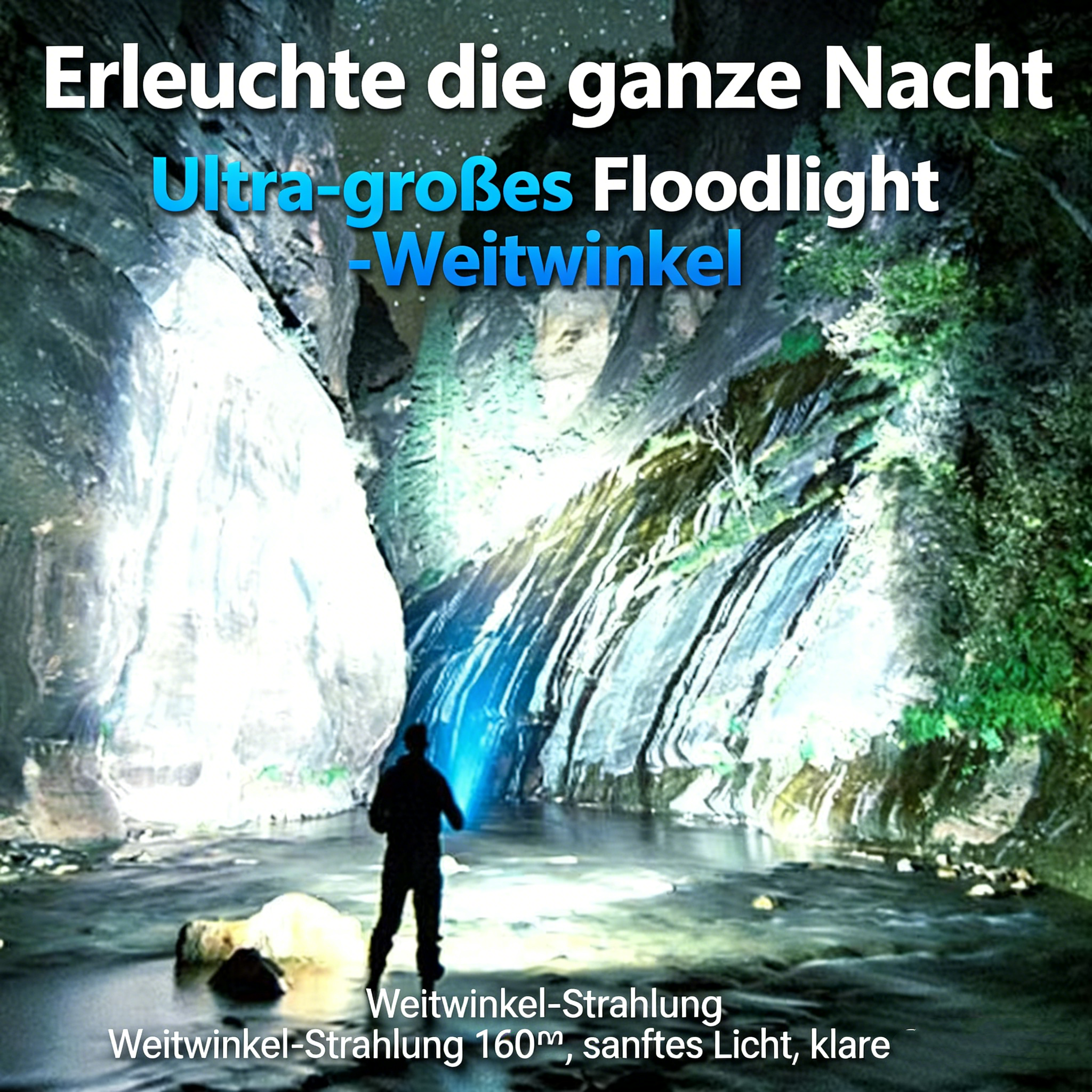 LED Taschenlampe mit Zoom – Starke Handlampe, Wiederaufladbar, Weißer Laserstrahl, Kompakt und Tragbar für Outdoor, Notfälle & Camping