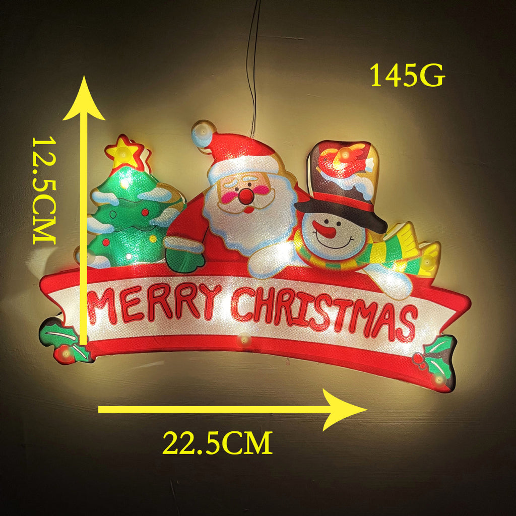 LED Weihnachtsbeleuchtung Lichterkette – Ski Santa & Schneemann Deko mit Schild für Außen, Garten & Festliche Stimmung