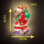 LED Weihnachtsbeleuchtung Lichterkette – Ski Santa & Schneemann Deko mit Schild für Außen, Garten & Festliche Stimmung