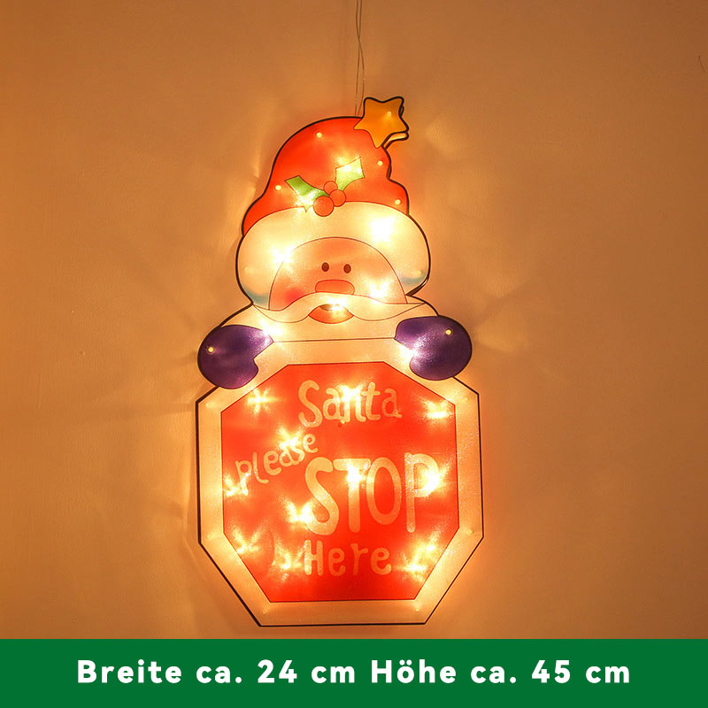 LED Weihnachtsbeleuchtung Lichterkette – Ski Santa & Schneemann Deko mit Schild für Außen, Garten & Festliche Stimmung