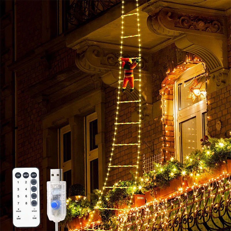 LED Weihnachtsmann Kletter-Lichterkette – Outdoor Treppen Deko, Wasserdicht für Dach & Garten