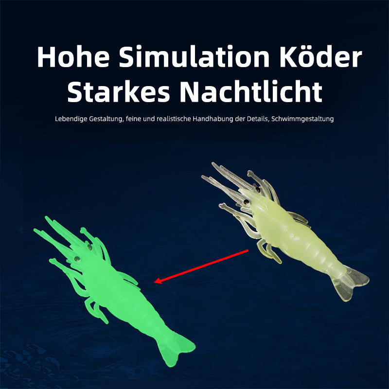Leuchtende 4cm Garnelen Softbait mit Haken – Realistischer Kunstköder für Meer- & Süßwasserangeln, Barsch & Zander