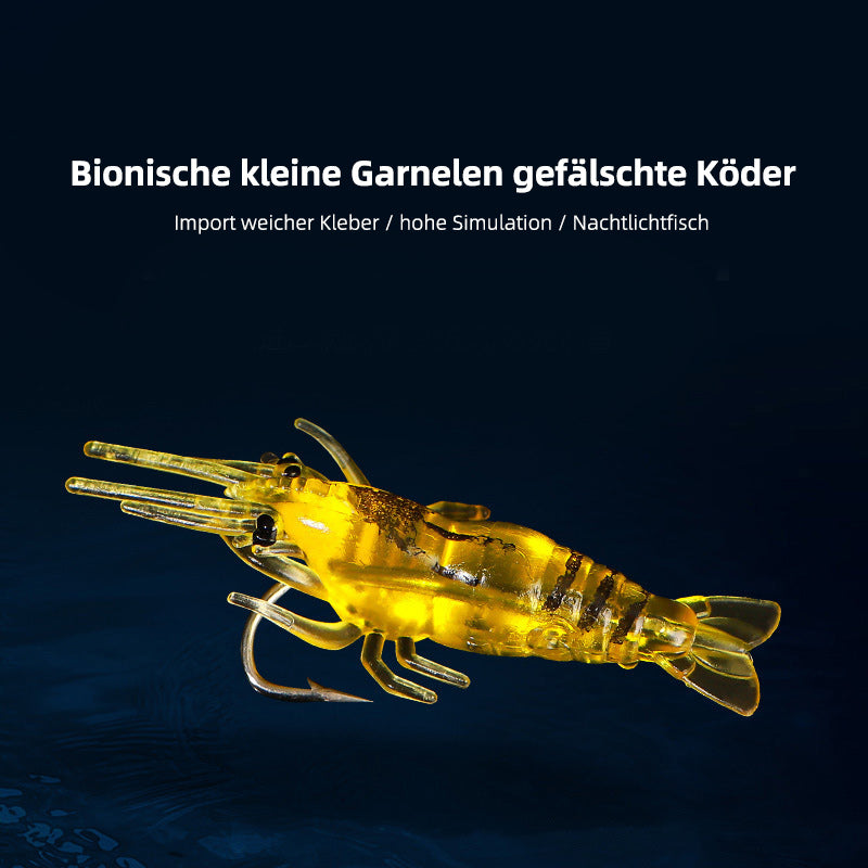 Leuchtende 4cm Garnelen Softbait mit Haken – Realistischer Kunstköder für Meer- & Süßwasserangeln, Barsch & Zander