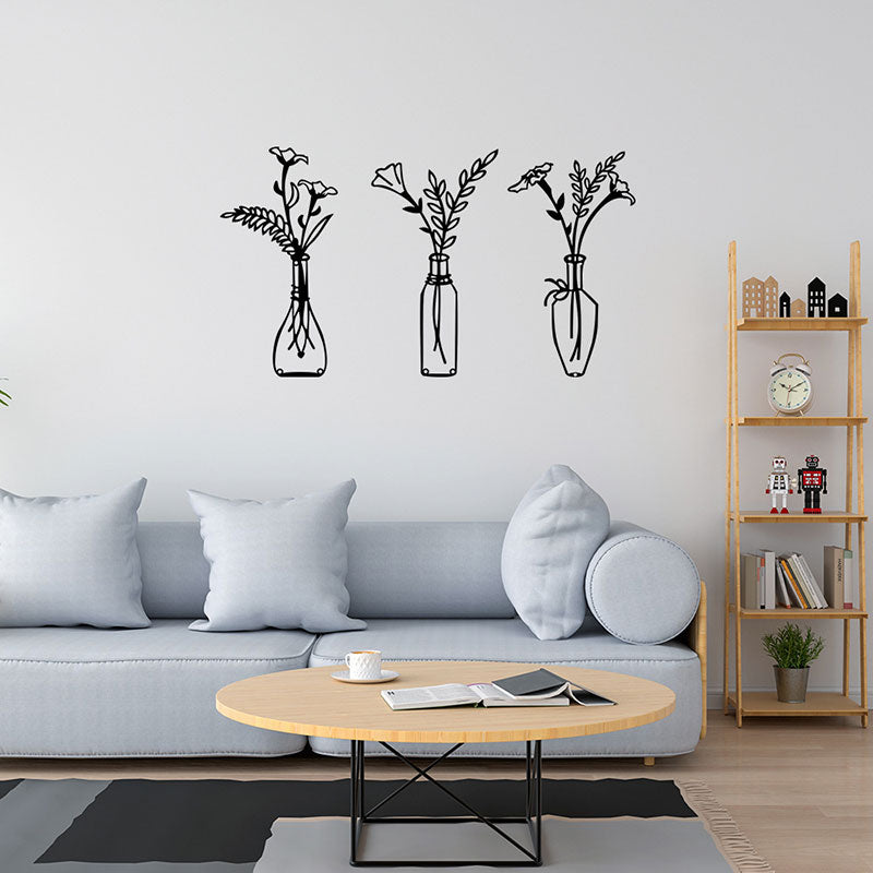 Metall Wanddeko Wandbild mit Vase Eisenkunst Wohnzimmer Schlafzimmer Kreative Wandgestaltung