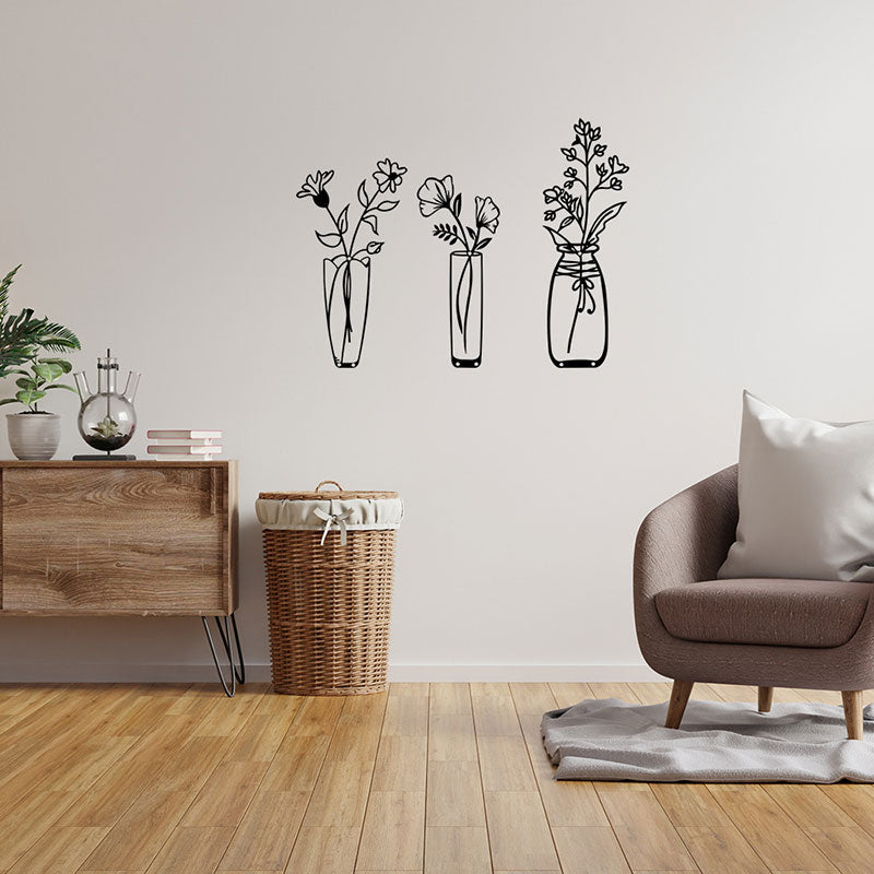 Metall Wanddeko Wandbild mit Vase Eisenkunst Wohnzimmer Schlafzimmer Kreative Wandgestaltung