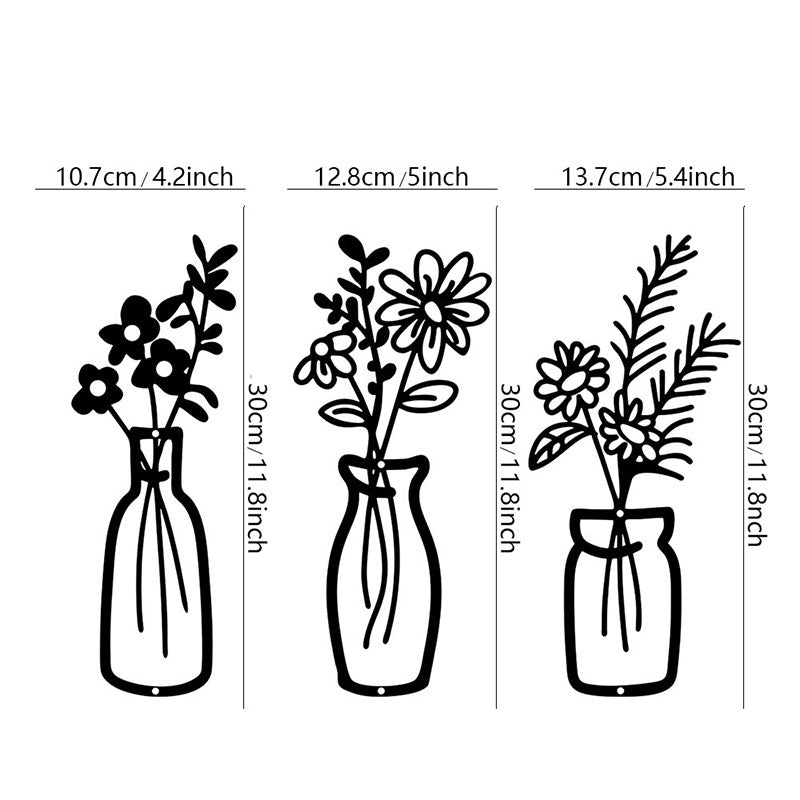 Metall Wanddeko Wandbild mit Vase Eisenkunst Wohnzimmer Schlafzimmer Kreative Wandgestaltung