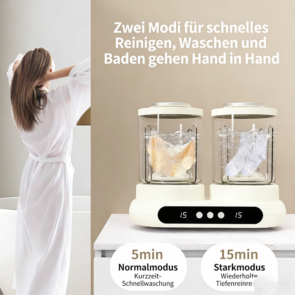 Mini-Doppelwaschmaschine – Tragbarer Unterwäsche- und Sockenreiniger, Kein Aufbau nötig