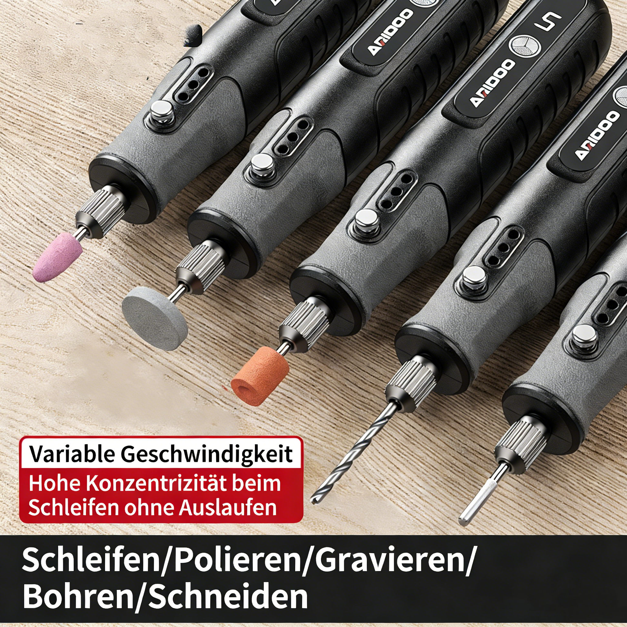 Mini Elektroschleifer & Multifunktionswerkzeug – Handliches Rotationswerkzeug zum Polieren, Gravieren & Schleifen – Kleiner Bohrer für Holz, Jade & Metall