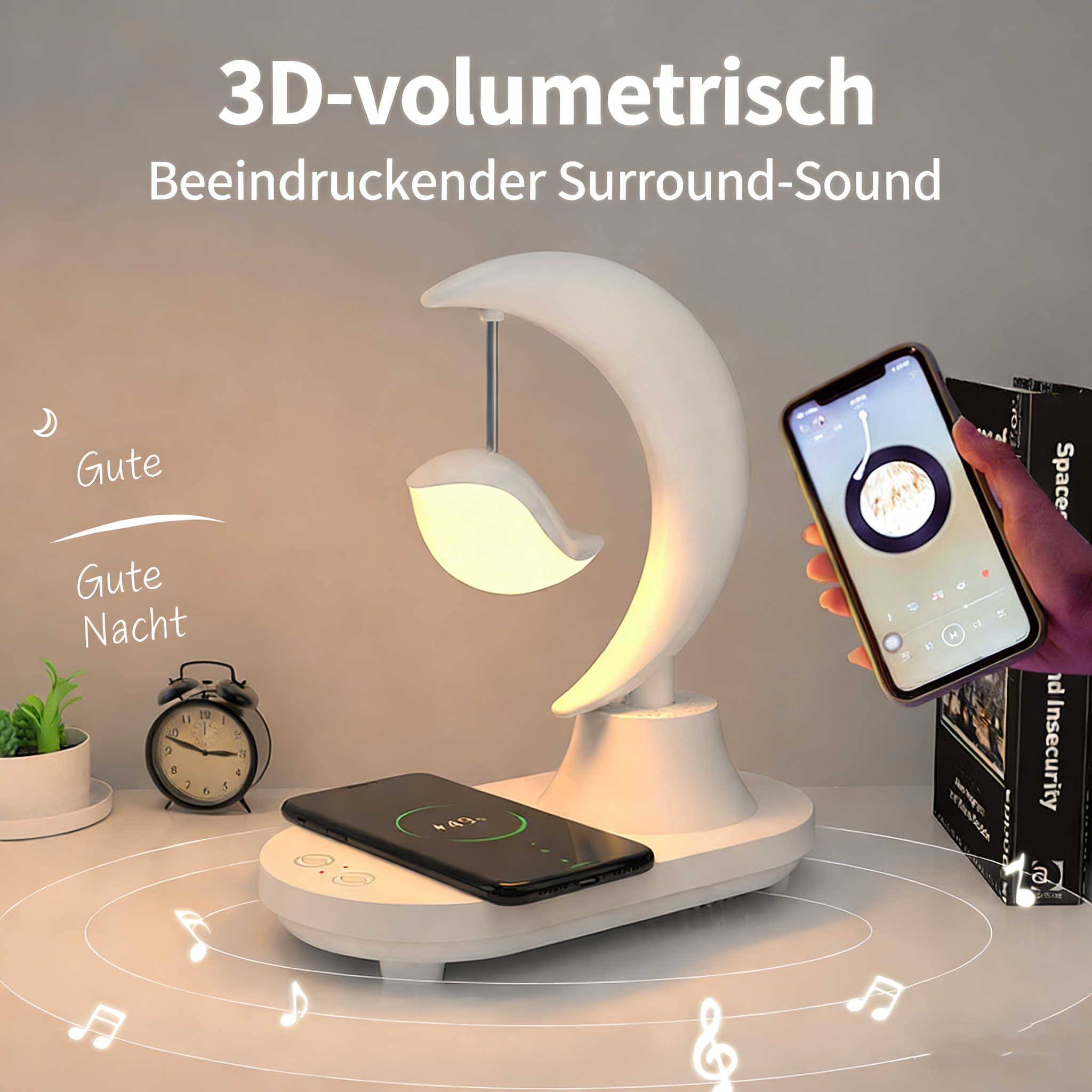 Minimalistisches Nachtlicht für Schlafzimmer – Design Ambientelicht mit Touch-Steuerung – Wiederaufladbare Schlummerleuchte für den Nachttisch – Edle Geschenkidee