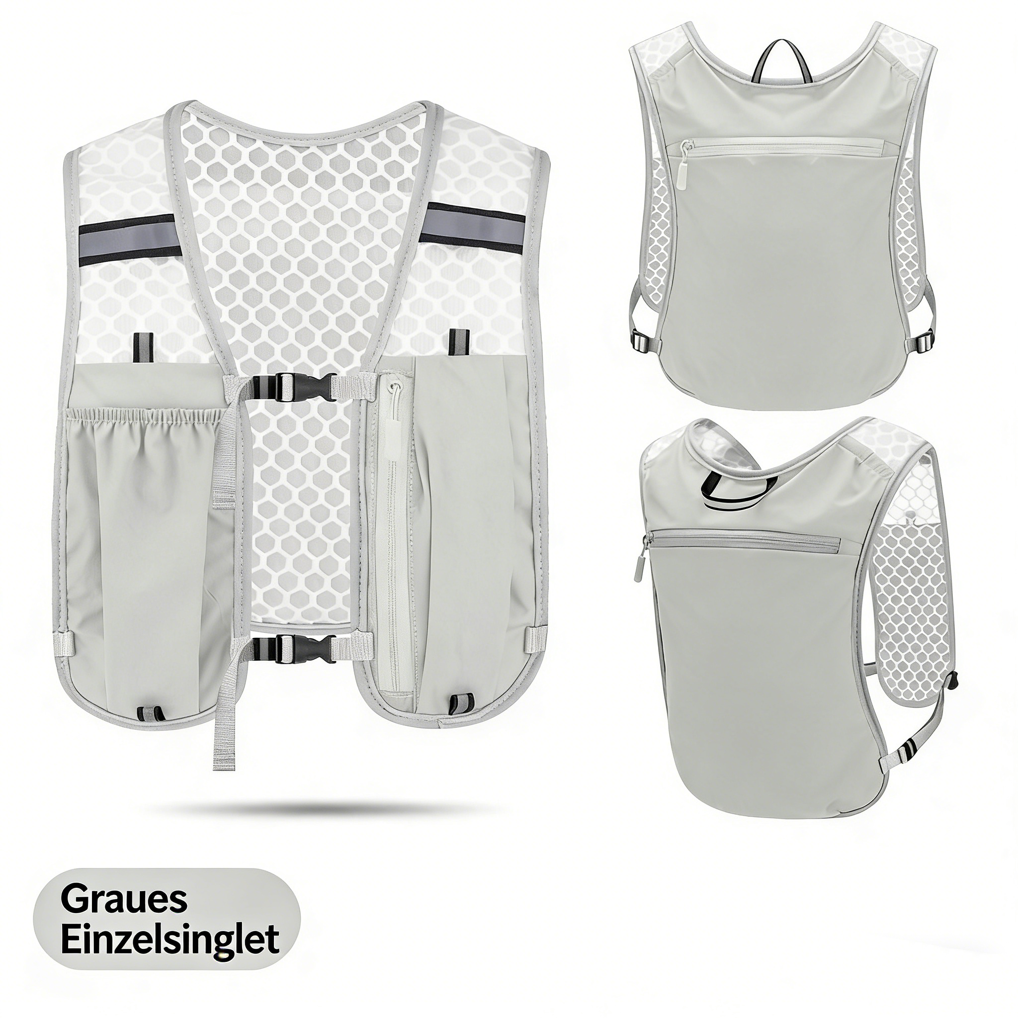 Multifunktionale Outdoor Funktionsweste – Atmungsaktiver Laufrucksack für Marathon & Trailrunning – Wasserfeste Weste mit Handyfach & Trinkflaschenhalter