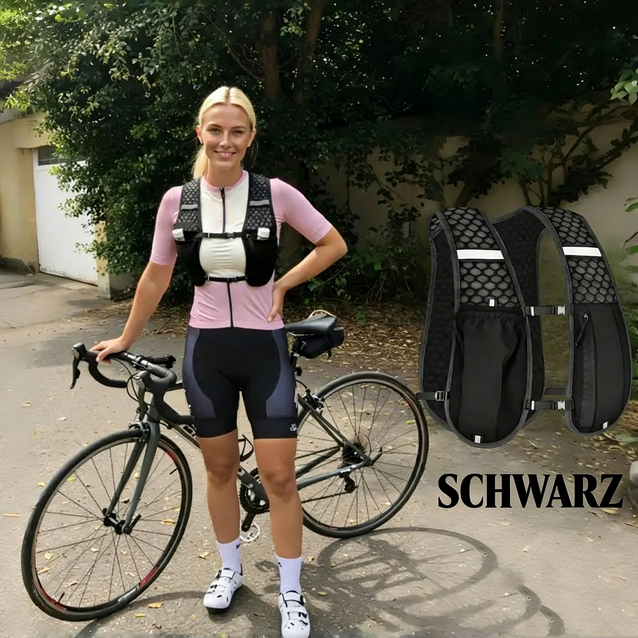 Multifunktionale Outdoor Funktionsweste – Atmungsaktiver Laufrucksack für Marathon & Trailrunning – Wasserfeste Weste mit Handyfach & Trinkflaschenhalter