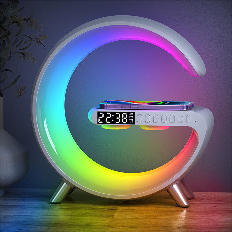 Multifunktionaler LED Nachtlicht Bluetooth Lautsprecher Wecker Kabellos Ladegerät Stimmungslicht Smart Musikbox