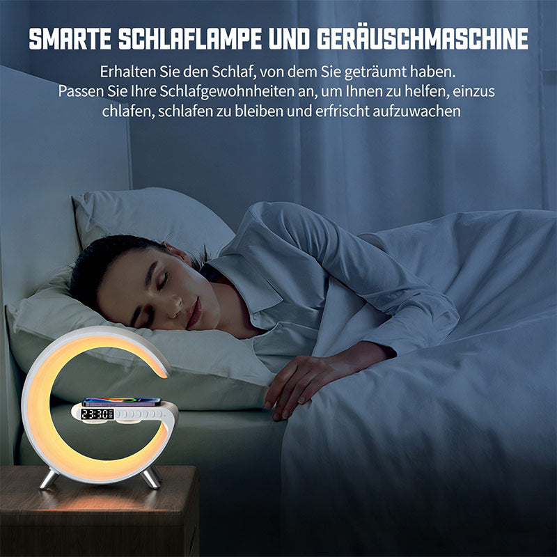 Multifunktionaler LED Nachtlicht Bluetooth Lautsprecher Wecker Kabellos Ladegerät Stimmungslicht Smart Musikbox