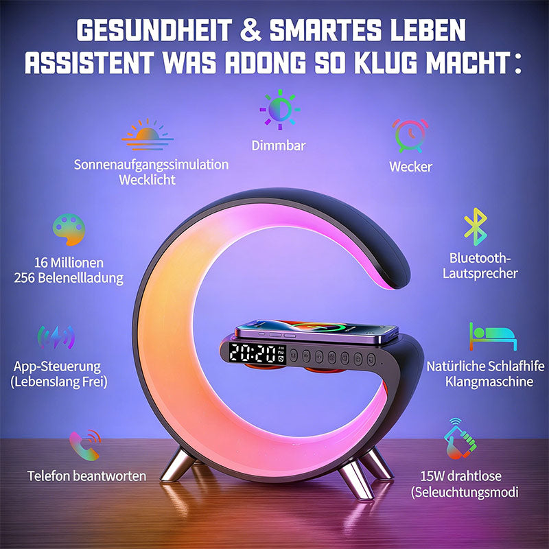 Multifunktionaler LED Nachtlicht Bluetooth Lautsprecher Wecker Kabellos Ladegerät Stimmungslicht Smart Musikbox