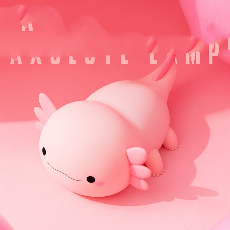 Niedliches Axolotl Nachtlicht aus Silikon – LED Touch-Lampe für Kinderzimmer – USB Aufladbar – Dimmbares Schlummerlicht – Rosa