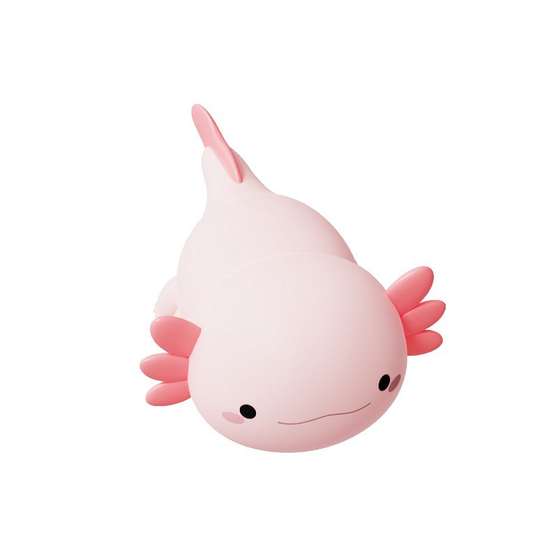 Niedliches Axolotl Nachtlicht aus Silikon – LED Touch-Lampe für Kinderzimmer – USB Aufladbar – Dimmbares Schlummerlicht – Rosa