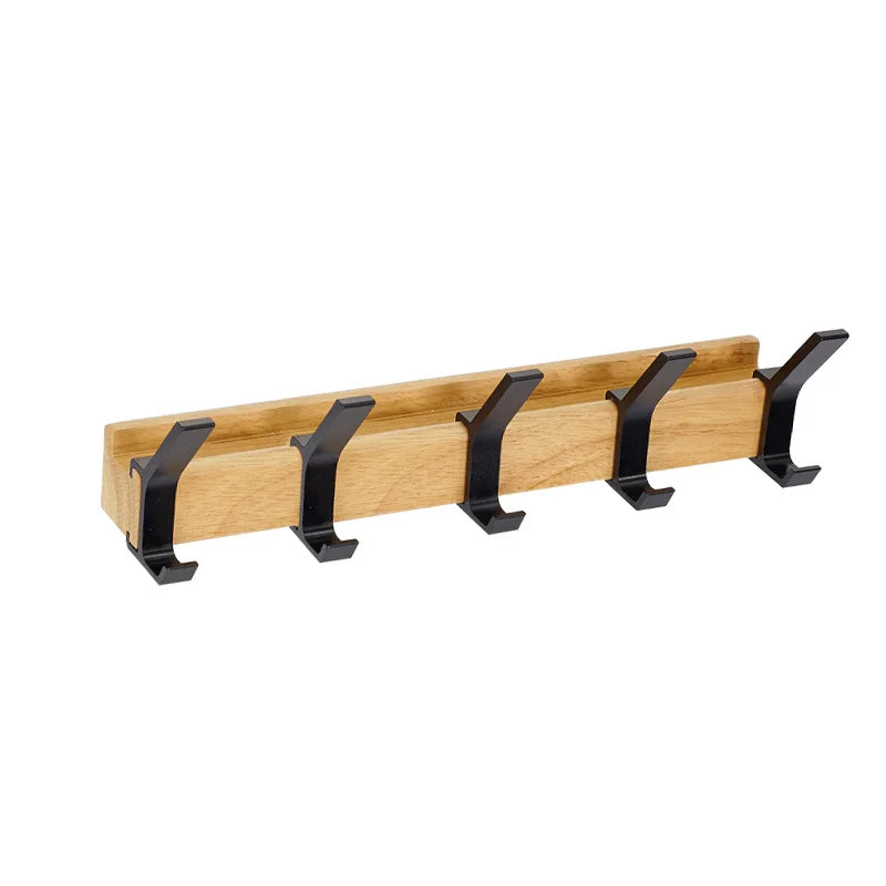 Nordivo Wandgarderobe mit drehbaren Doppelhaken – Skandinavische Garderobe aus Holz & Aluminium, platzsparend & moderne Wandaufhängung