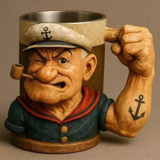 Offizieller Popeye Becher mit Edelstahleinsatz – Hochwertige Tasse im Retro-Design