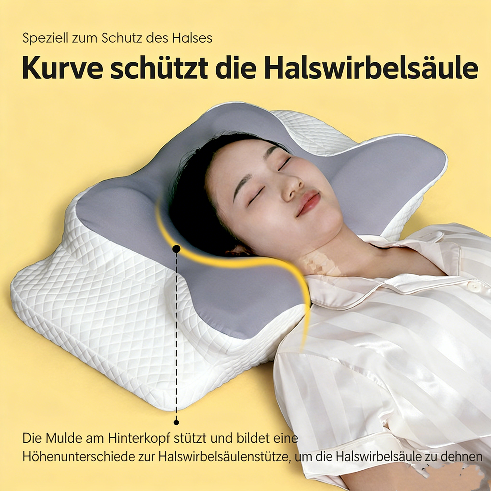 Orthopädisches Nackenstützkissen aus Memory Foam – Ergonomisches Kopfkissen für besseren Schlaf – Formstabil & Nackenschonend