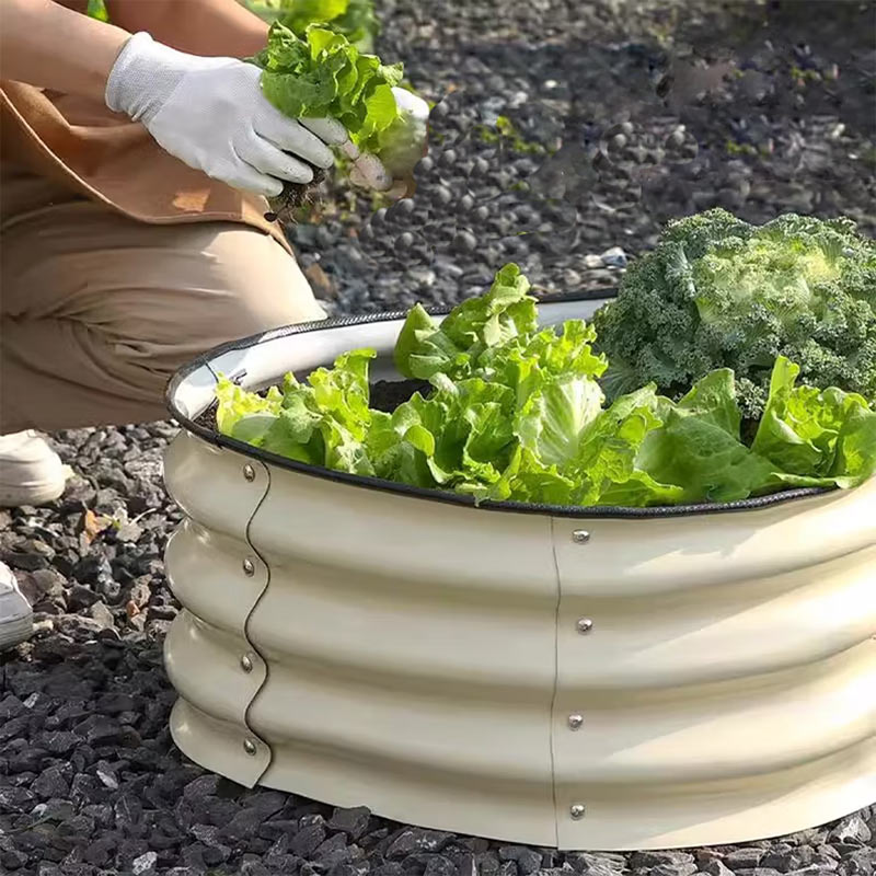 Ovales Hochbeet aus verzinktem Stahl – Rostfreies Metall-Pflanzbeet für Garten & Terrasse (30 cm hoch)