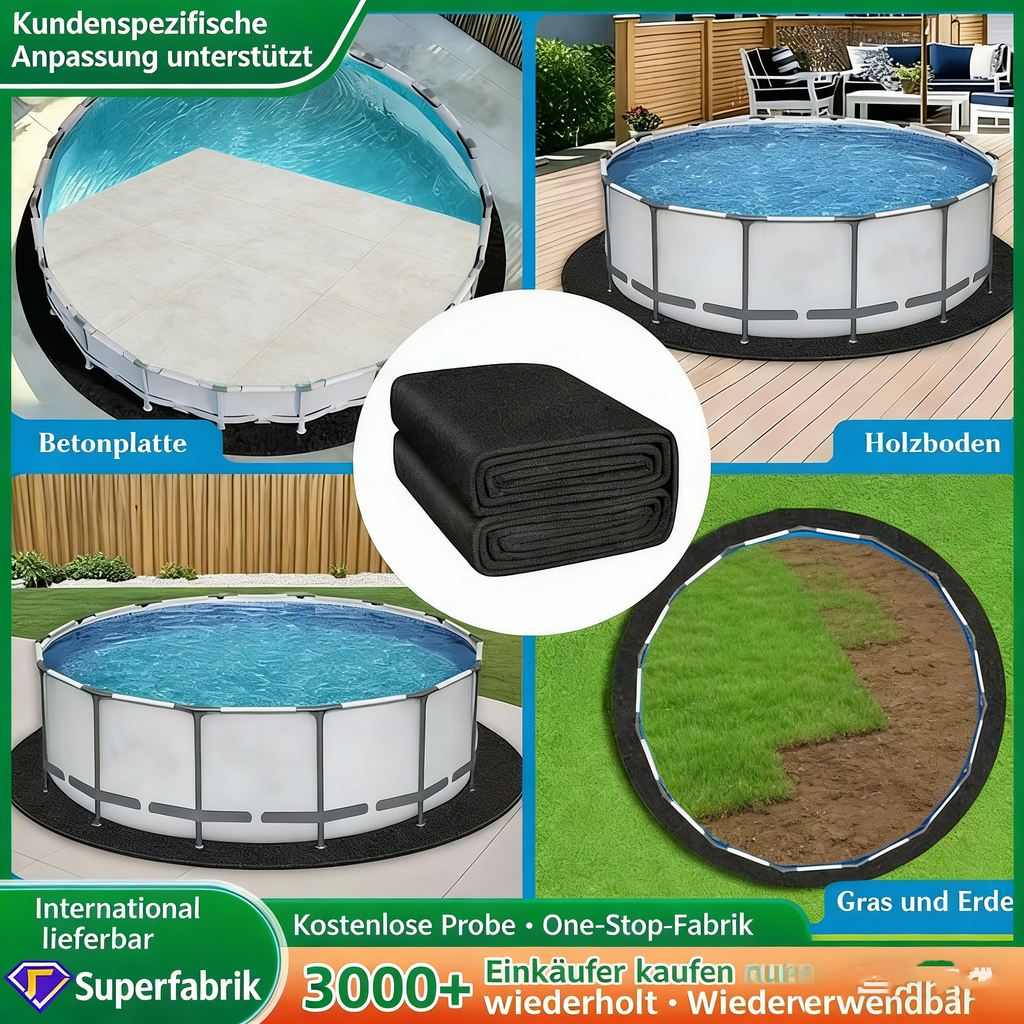 Poolvlies Rund Ø 305 cm – Bodenschutzvlies 260g/m² – Reißfest & Durchstoßfest – Premium Unterlage für Pool & Schwimmbecken