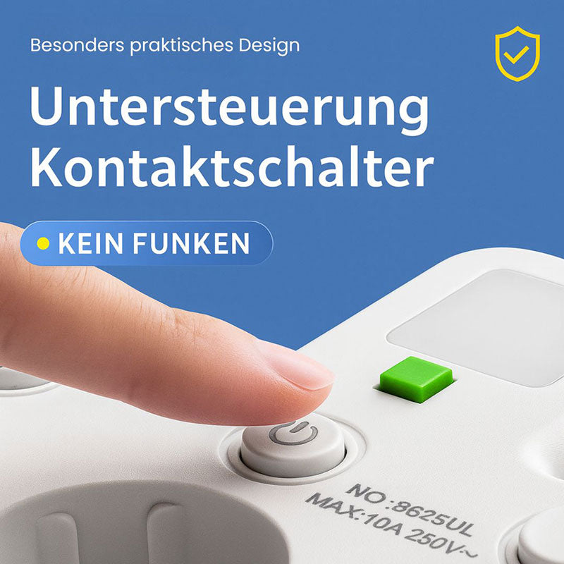 PowerGrid 3-fach Steckdosenleiste mit USB & Schalter – Überspannungsschutz Mehrfachstecker für Büro & Zuhause
