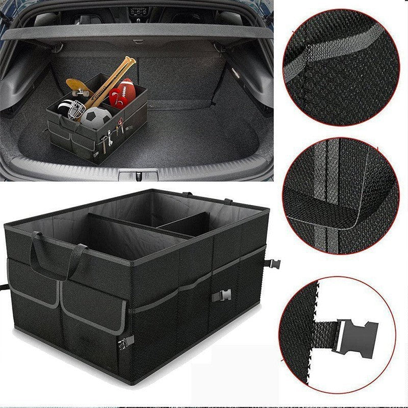 Premium Auto Kofferraum-Organizer – Faltbare Aufbewahrungsbox – Stabil & Wasserfest – Ideal für Camping & Einkauf – Schwarz