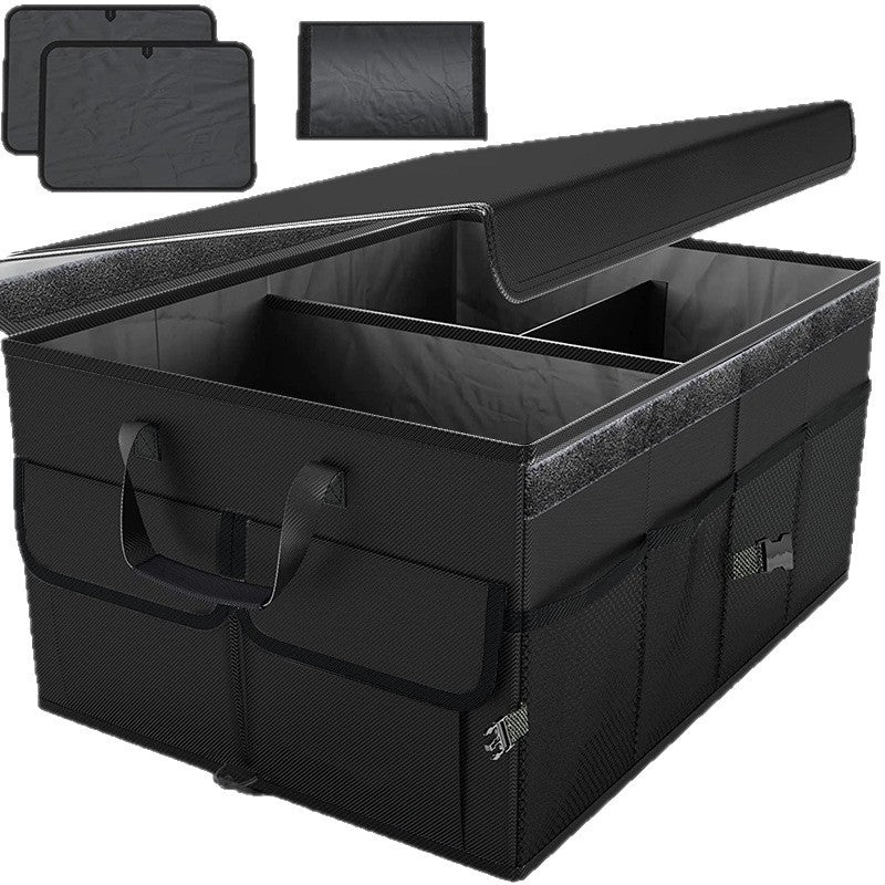 Premium Auto Kofferraum-Organizer – Faltbare Aufbewahrungsbox – Stabil & Wasserfest – Ideal für Camping & Einkauf – Schwarz