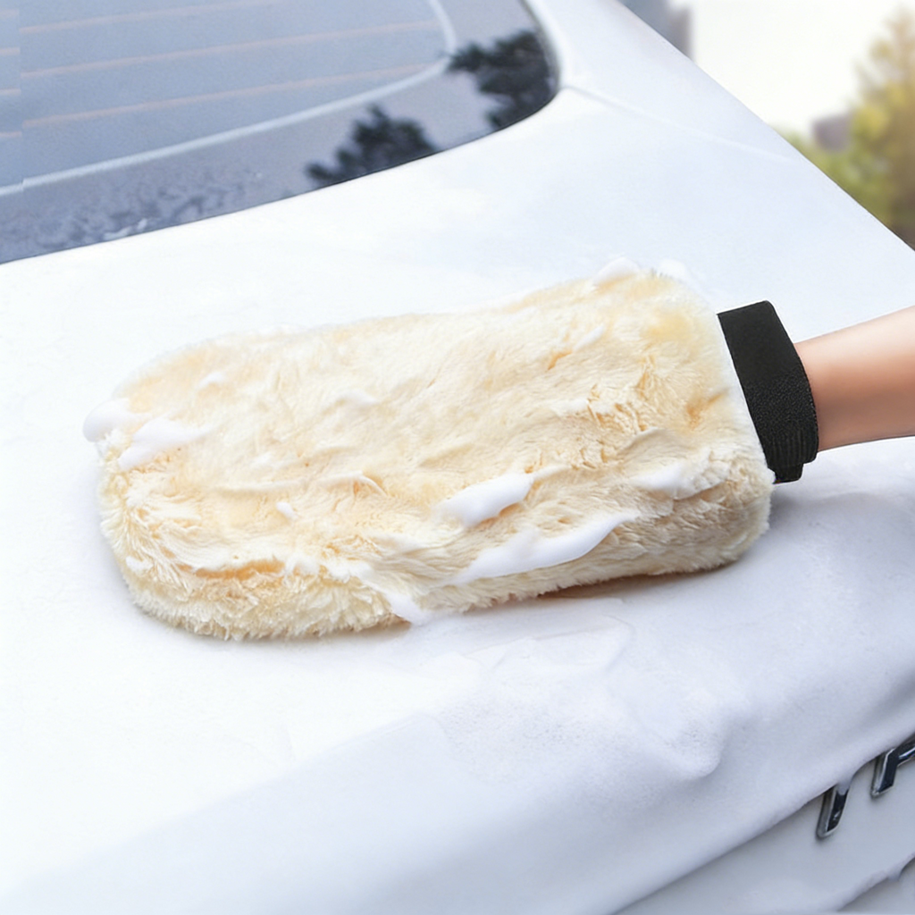 Premium Auto Waschhandschuh aus Kunstwolle – Kratzfreie Reinigung – Extra weich & saugstark – Profi Autopflege Zubehör