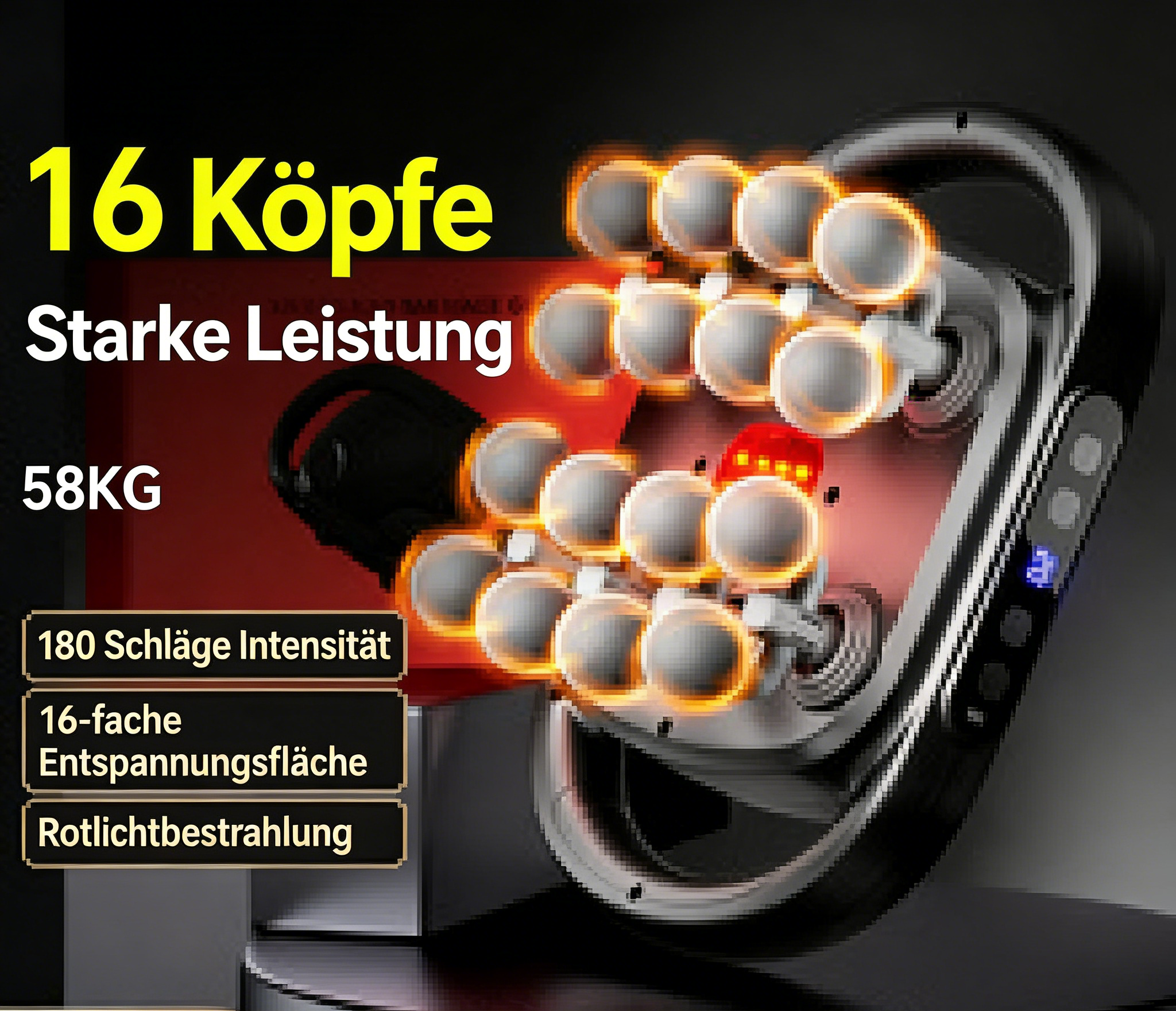 Professionelle Massagepistole mit 6 Aufsätzen – Muskelentspannung für Rücken, Beine & Taille