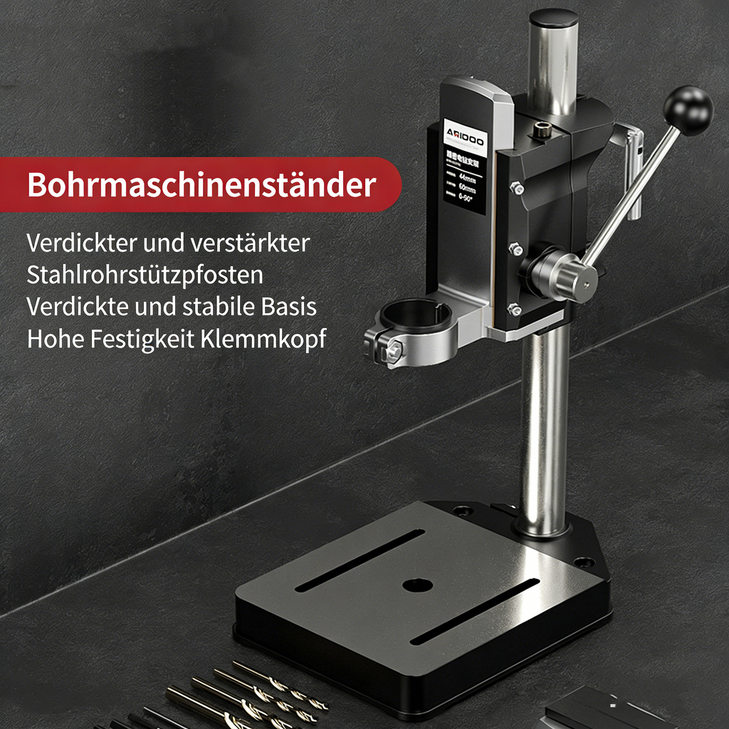 Profi Bohrständer für Handbohrmaschinen – Hochpräziser Bohrmaschinenständer mit Gusseisen-Basis – Stabiler Bohrtisch für exaktes Bohren in Holz & Metall