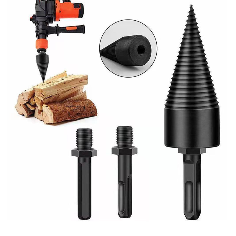 Profi Brennholzspalter Bohrer Set – 32/42/45mm Holzspalter für Bohrmaschine – Kegelspalter mit SDS-Plus/Sechskant/Rund-Adapter – Hochleistungs-Spaltkegel für Kaminholz