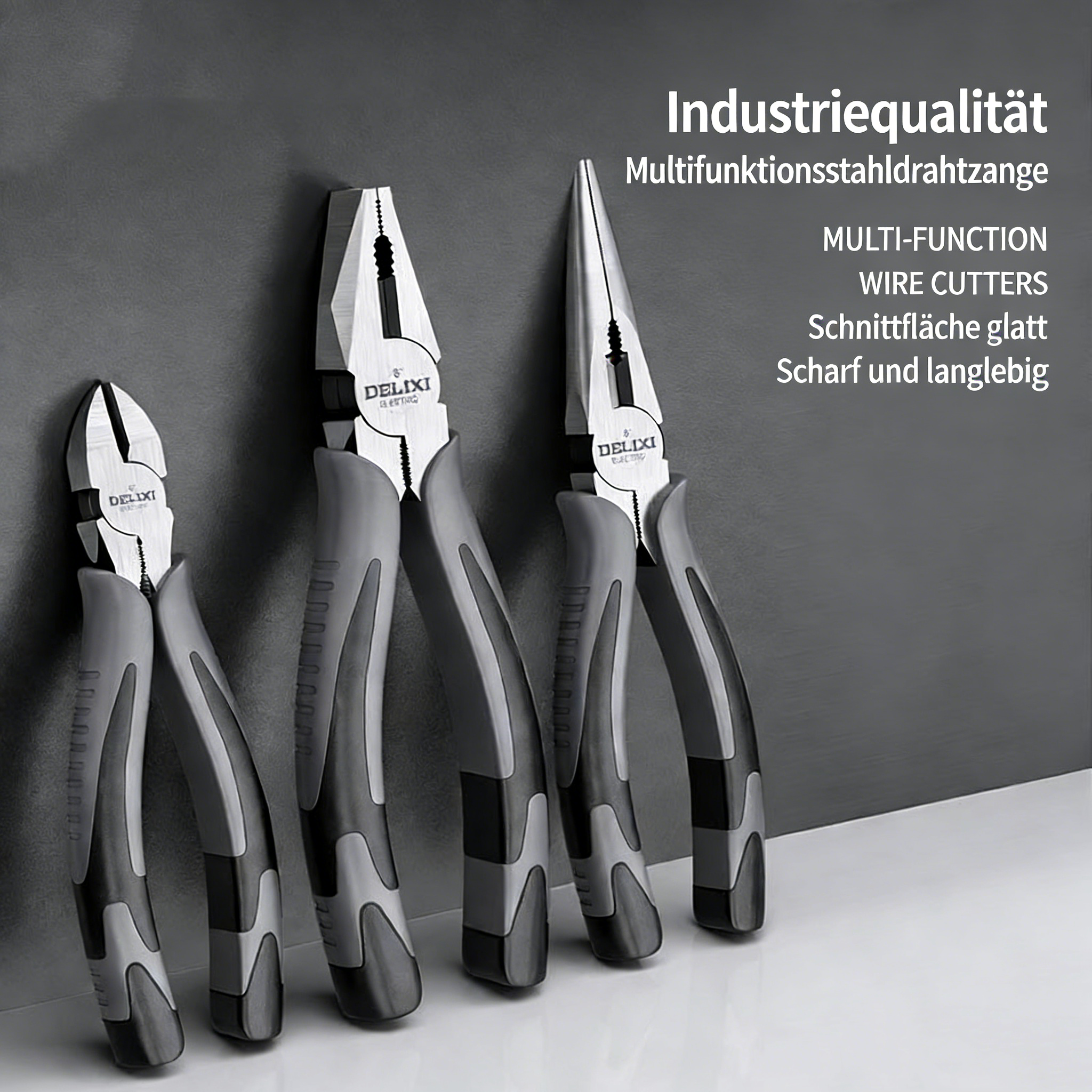 Profi Kombizange, Seitenschneider & Spitzzange Set – Cr-V Stahl Multitool – Elektriker Zangensatz mit Drahtschneider