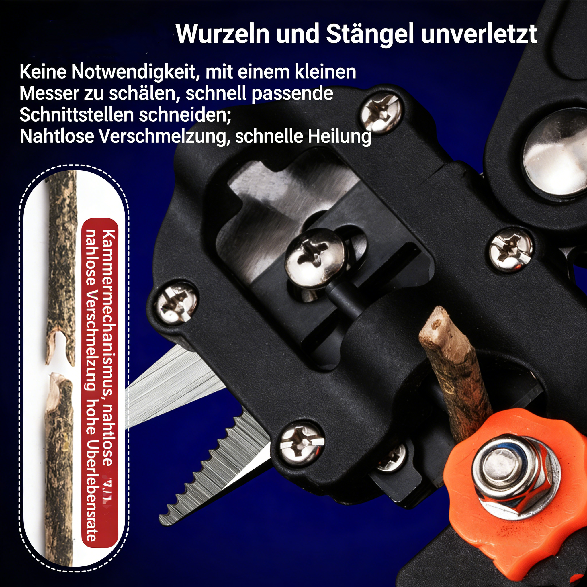 Profi Veredelungszange Set für Obstbäume – 2-in-1 Pfropfwerkzeug & Gartenschere – Komplette Veredelungsgarnitur für Stecklinge & Okulation