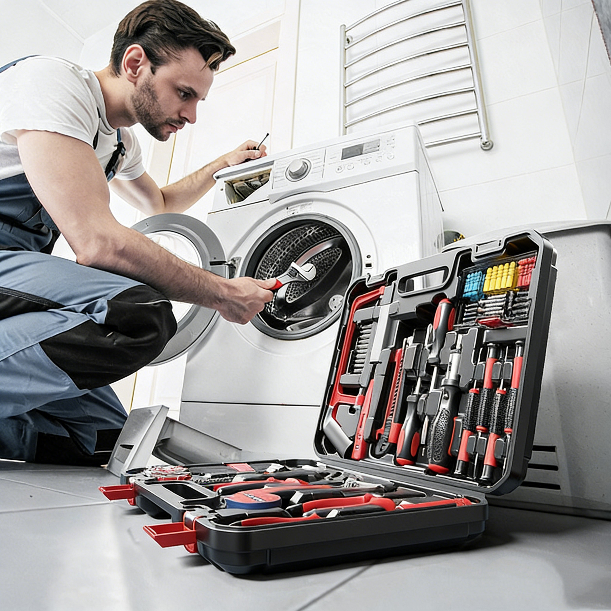 102-teiliges Set Profi Werkzeugkoffer Bestückt – Mehrteiliges Werkzeugset für Haushalt & Heimwerker – Inkl. Schraubendreher, Gabelschlüssel & Zangen – Multifunktionaler Werkzeugkasten