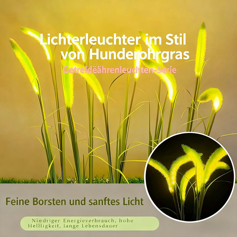Realistische LED Graslampe für Garten & Balkon – Solarleuchte mit weichem Lichtschein