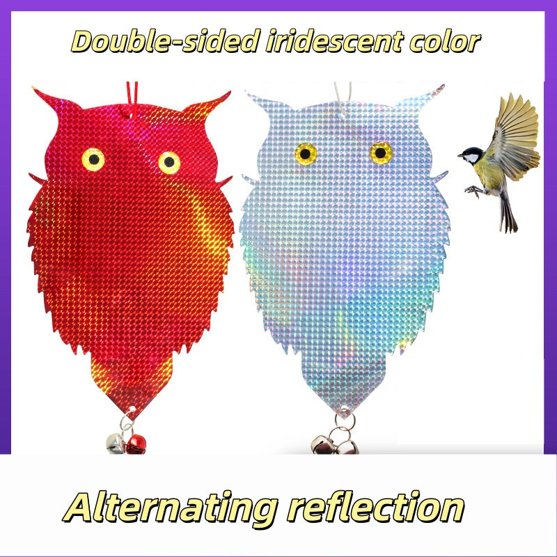 Reflektierende Eule Vogelabwehr Doppelseitig Laser Effekt Hängende Vogelscheuche für Obstgarten Garten