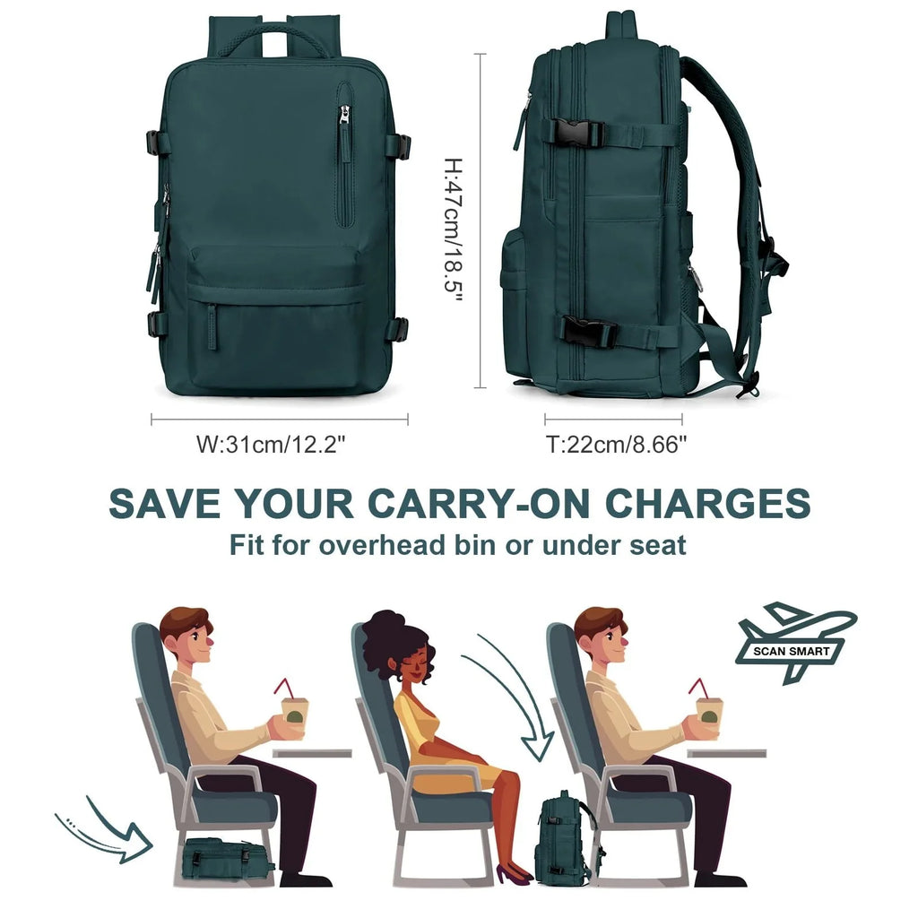 Travelliva 35L Reiserucksack Damen Handgepäck – Wasserdicht mit Schuhfach & Laptopfach – Anti-Diebstahl Rucksack