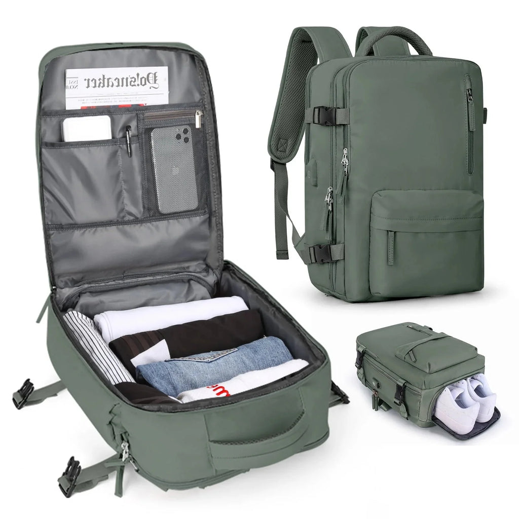 Travelliva 35L Reiserucksack Damen Handgepäck – Wasserdicht mit Schuhfach & Laptopfach – Anti-Diebstahl Rucksack