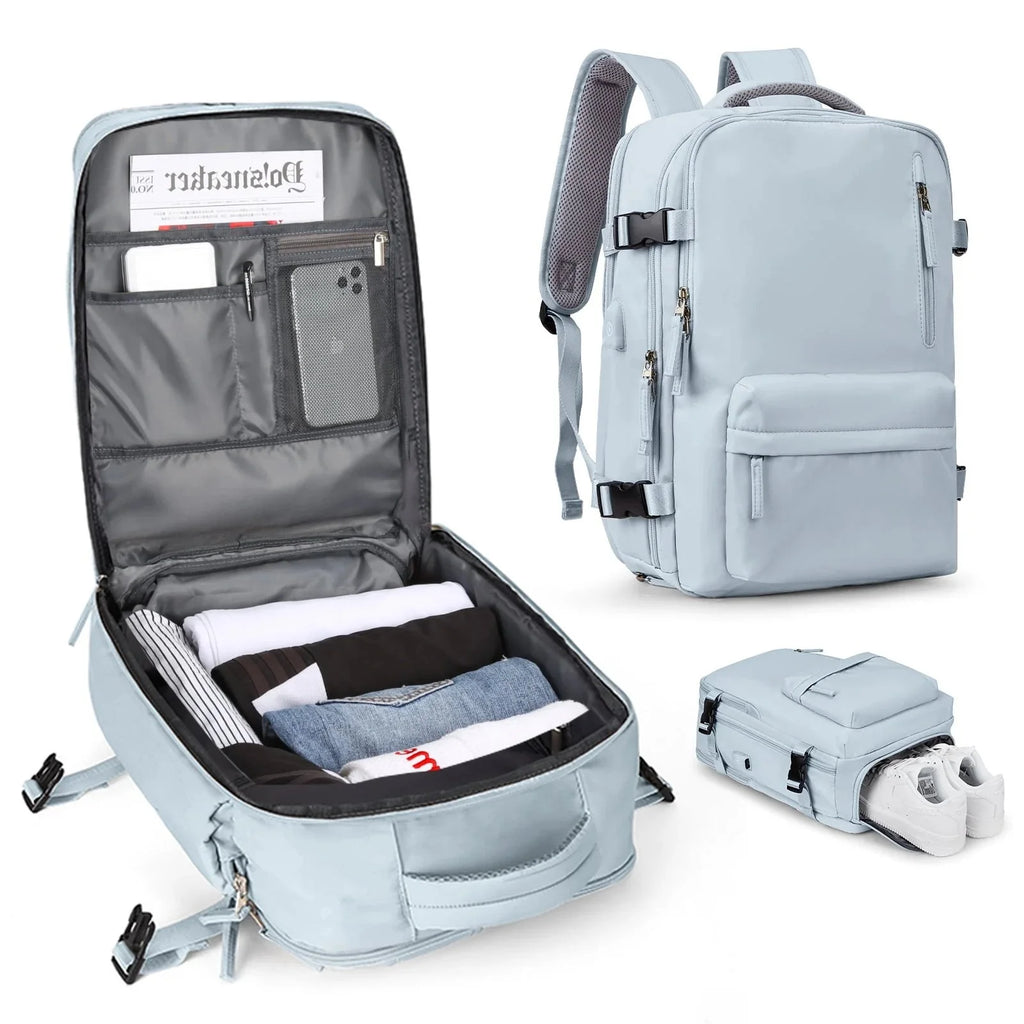 Travelliva 35L Reiserucksack Damen Handgepäck – Wasserdicht mit Schuhfach & Laptopfach – Anti-Diebstahl Rucksack