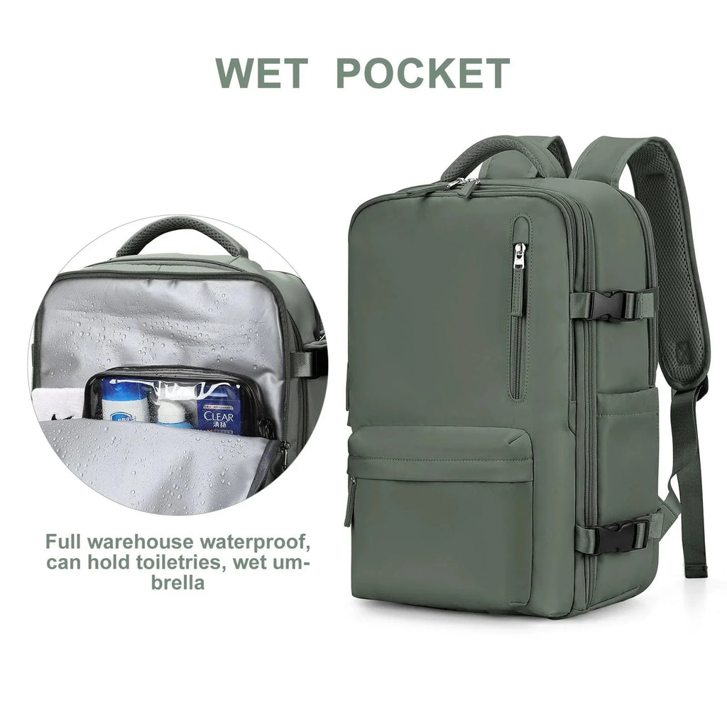Travelliva 35L Reiserucksack Damen Handgepäck – Wasserdicht mit Schuhfach & Laptopfach – Anti-Diebstahl Rucksack