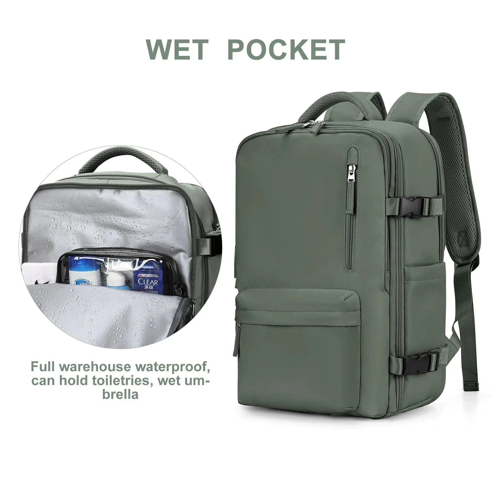 Travelliva 35L Reiserucksack Damen Handgepäck – Wasserdicht mit Schuhfach & Laptopfach – Anti-Diebstahl Rucksack