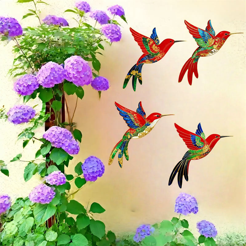 Roter Eisen Kolibri Deko Garten Wanddekoration Kreative Wohnaccessoires Outdoor Hängedeko