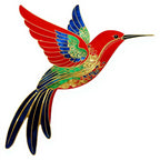 Roter Eisen Kolibri Deko Garten Wanddekoration Kreative Wohnaccessoires Outdoor Hängedeko