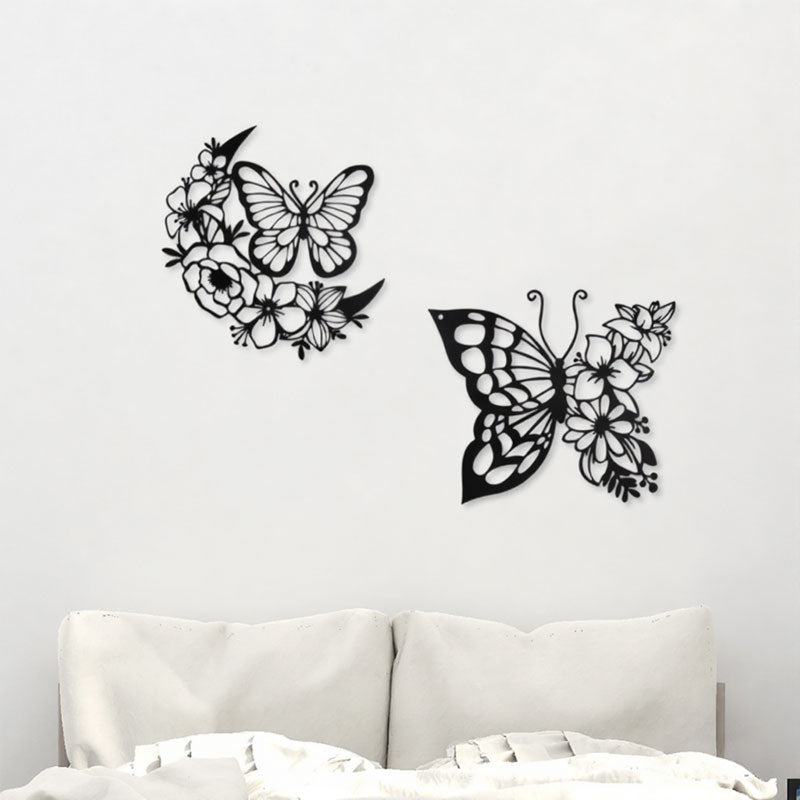 Schwarze Metall Schmetterling Wanddeko Boho Metall Wandkunst Wohnkultur Dekofigur