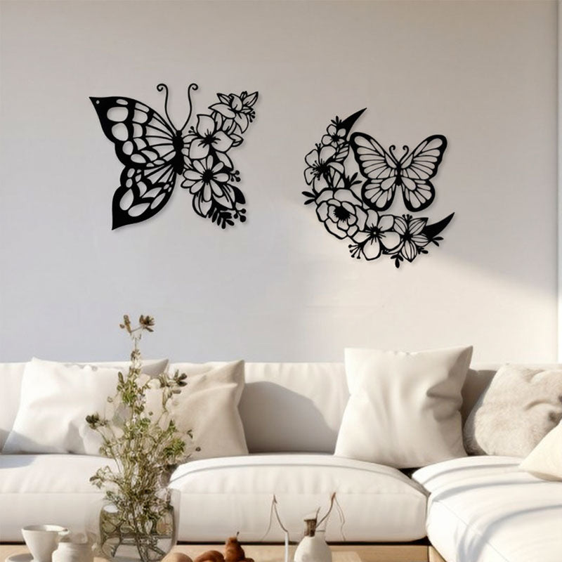 Schwarze Metall Schmetterling Wanddeko Boho Metall Wandkunst Wohnkultur Dekofigur