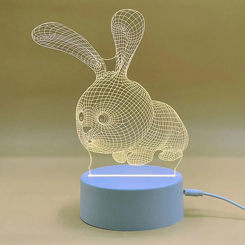 3D LED Nachtlicht für Kinder & Erwachsene – Acryl Tischlampe mit Optischer Illusion, USB Nachtischlampe Warmweiß