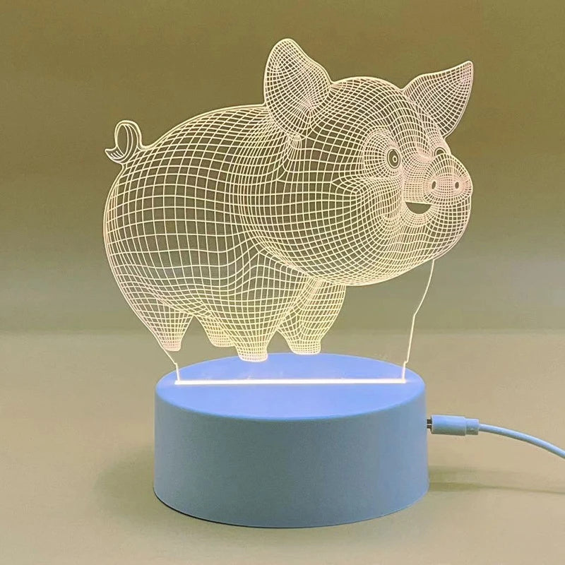 3D LED Nachtlicht für Kinder & Erwachsene – Acryl Tischlampe mit Optischer Illusion, USB Nachtischlampe Warmweiß